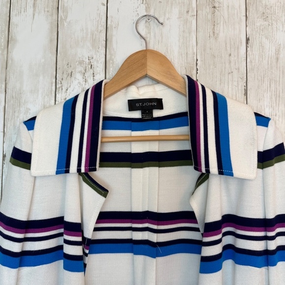 St. John Open Cardigan Sweater Womens Size 6 Santana Knit Wool Blend USA Made - Picture 5 of 16